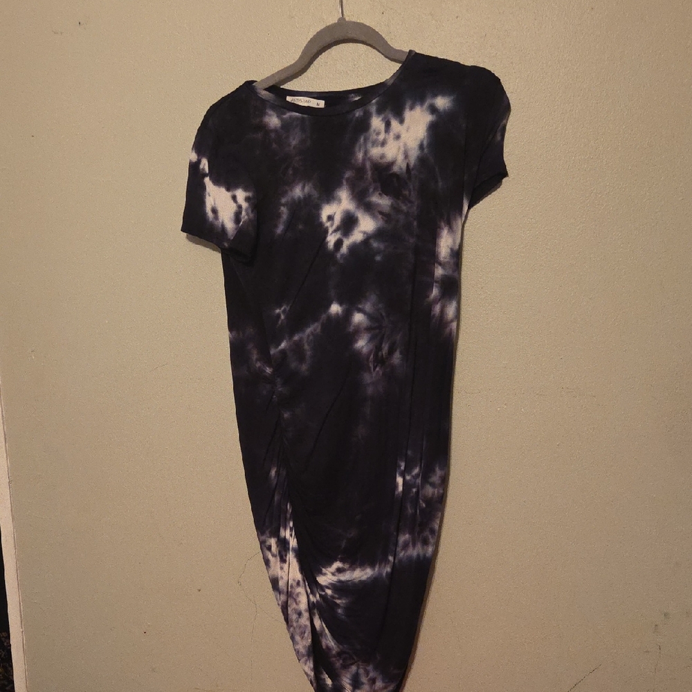 Elegant Tie-Dye Dress Rouching